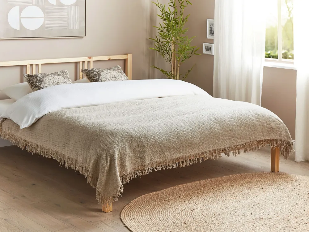 Colcha YERBENT Algodão 150 x 200 cm Taupe em Vermelho Bordeaux