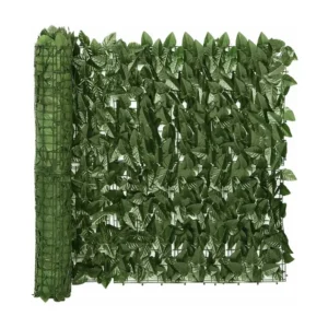 Tela de varanda com folhas verde-escuras 300x75 cm Clicnbuy
