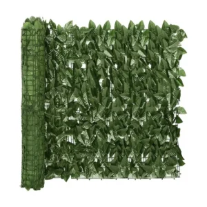 Tela de varanda com folhas verde-escuras 400x75 cm Clicnbuy