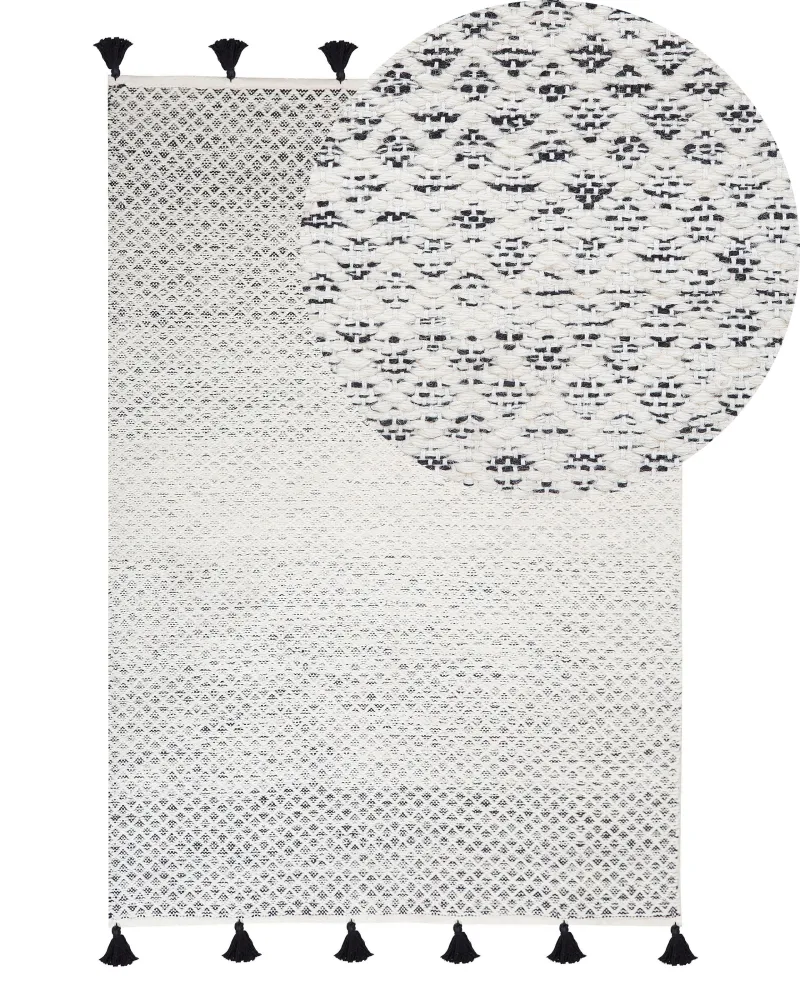 Area Rug 140 x 200 cm Carvão and White GEMLIK