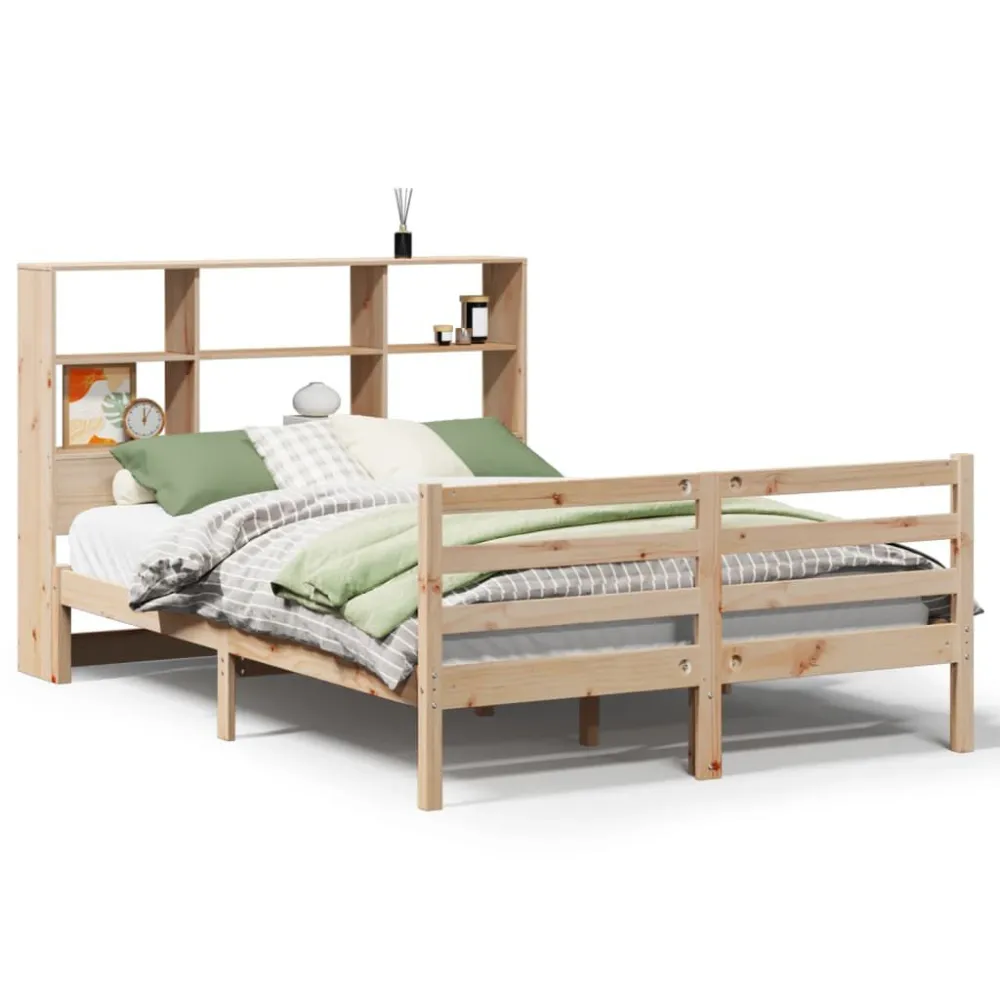 Cama com estante sem colchão 135x190 cm pinho maciço Tamanho Queen Size