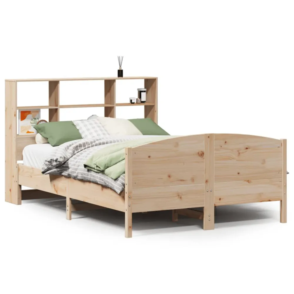 Cama com estante sem colchão 135x190 cm pinho maciço | Inflação Rápida |