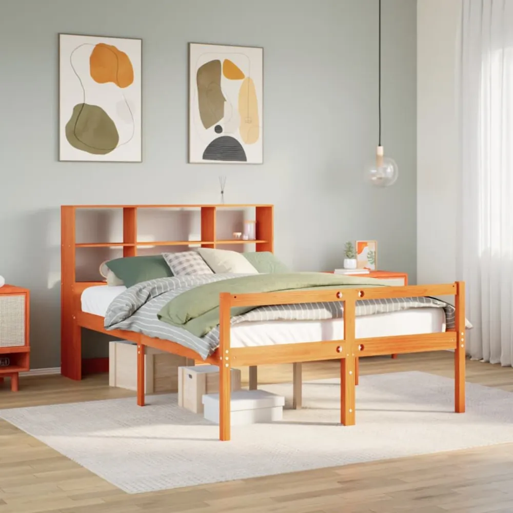 Cama com estante sem colchão 160x200 cm madeira maciç para Uso Doméstico e Camping