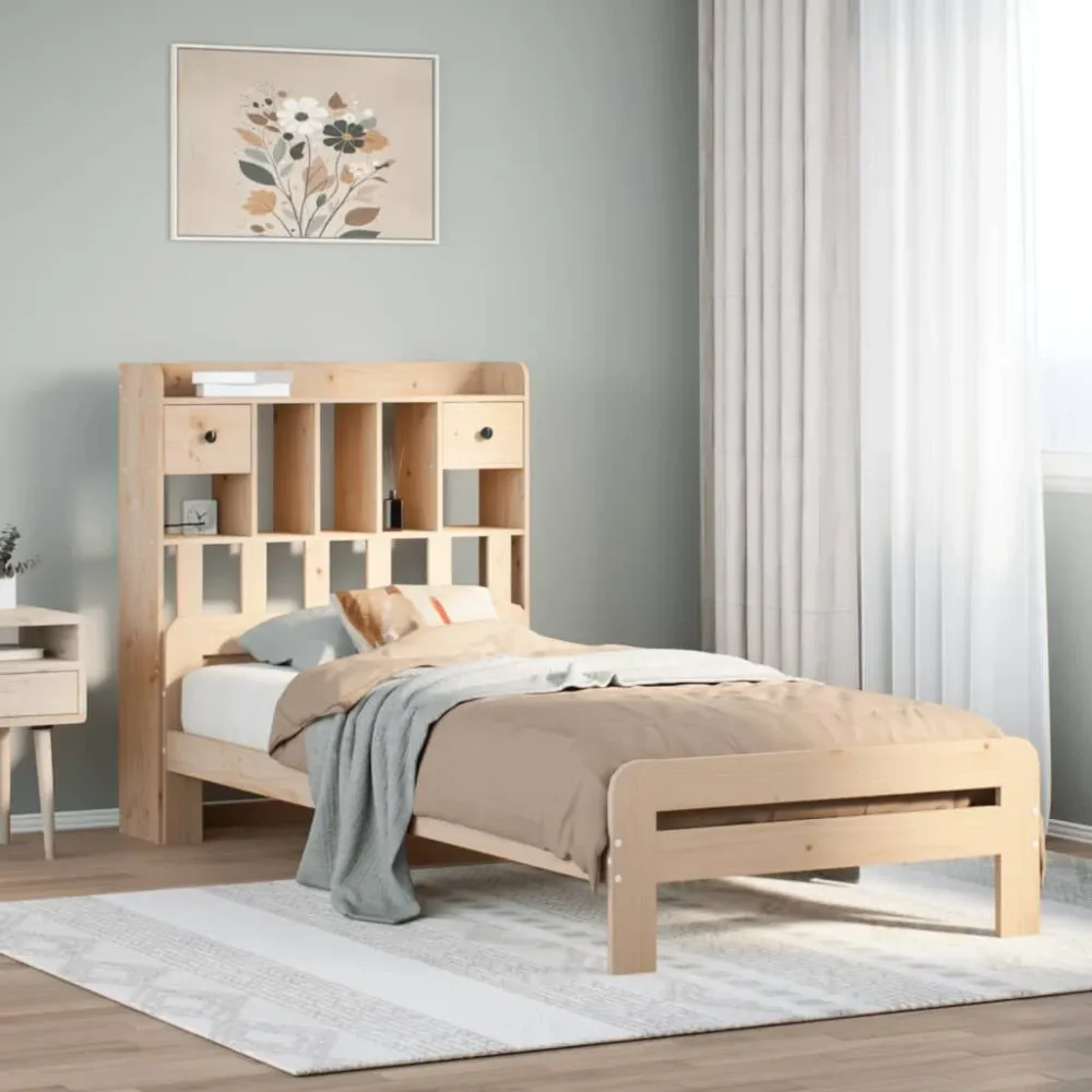 Cama com estante sem colchão 75x190 cm pinho maciço para Adultos até 120kg