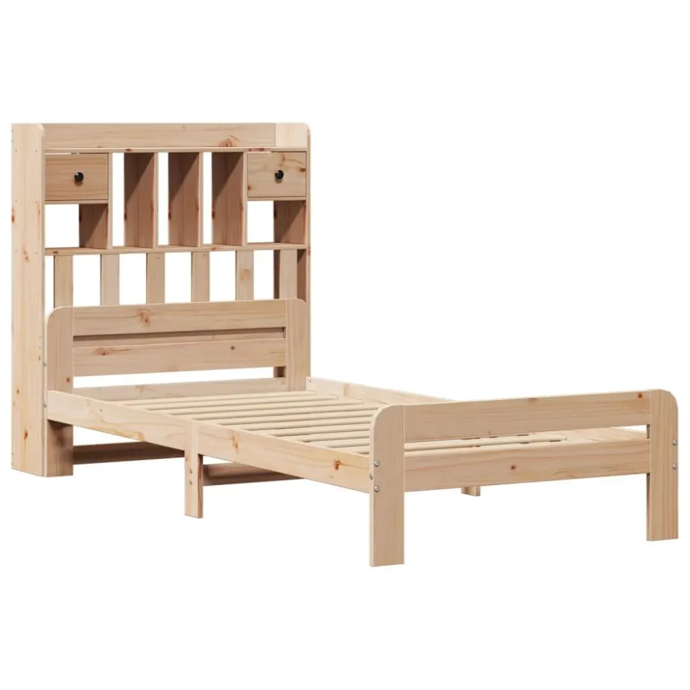 Cama com estante sem colchão 75x190 cm pinho maciço para Adultos até 120kg