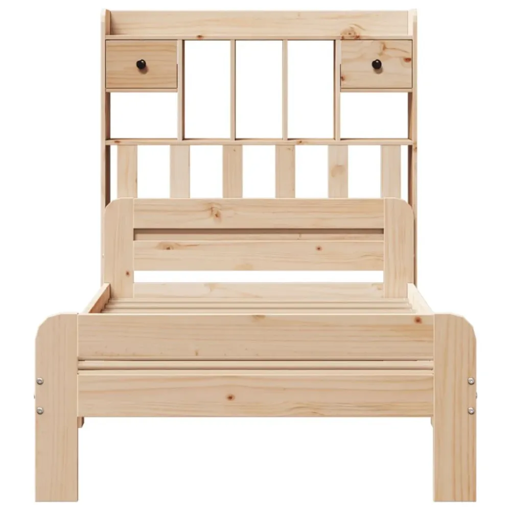 Cama com estante sem colchão 75x190 cm pinho maciço para Adultos até 120kg