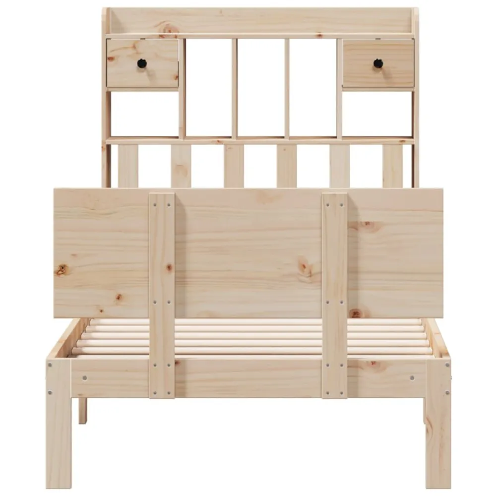 Cama com estante sem colchão 90x200 cm pinho maciço em Tecido Resistente