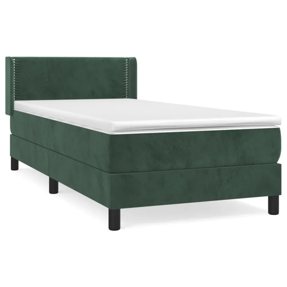 Cama com molasemcolchão 80x200 cm veludo verde-escuro com Bomba Elétrica Inclusa