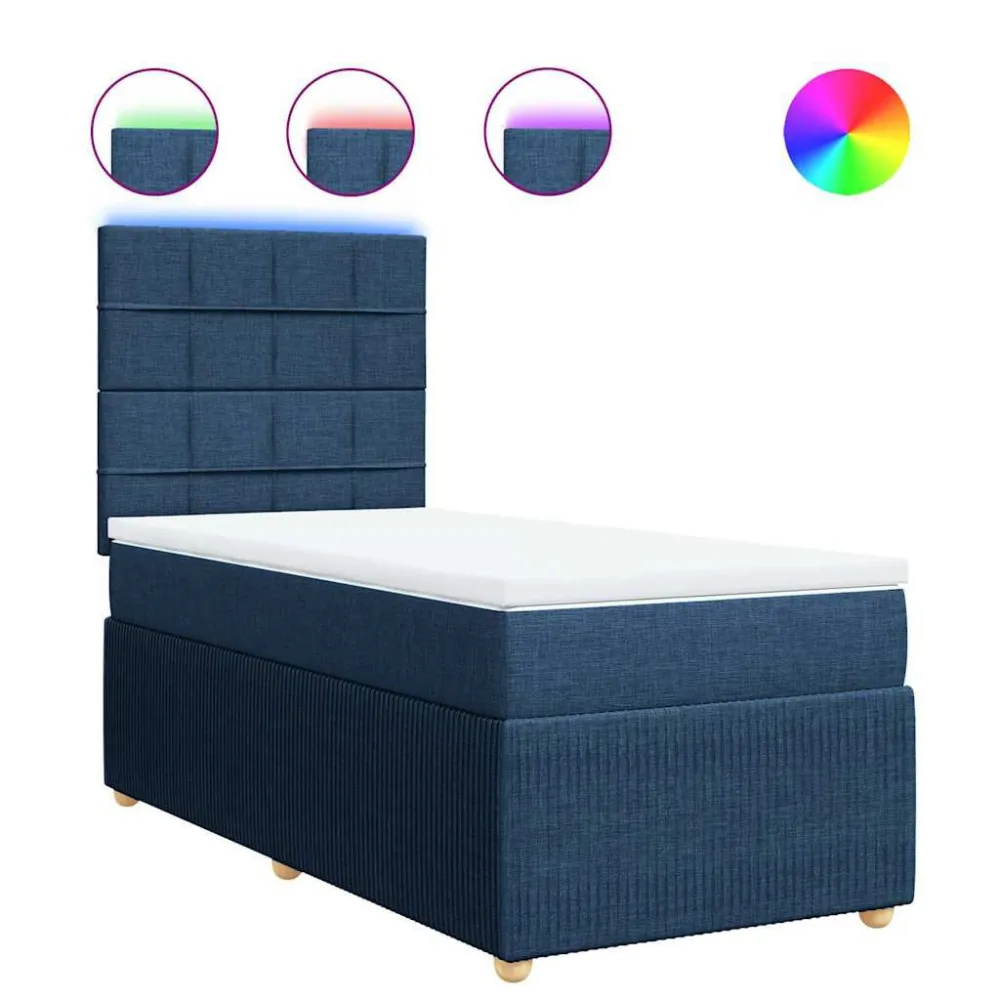 Cama com molasemcolchão 90x190 cm tecido azul (Com Capa Removível)
