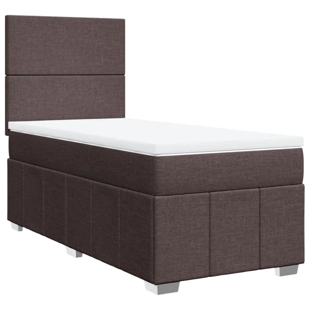 Cama com molasemcolchão 90x190 cm tecido castanho-escuro para Adultos até 120kg