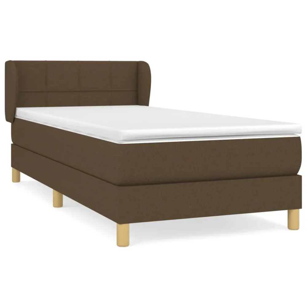 Cama com molasemcolchão 90x190 cm tecido castanho-escuro para Adultos até 120kg