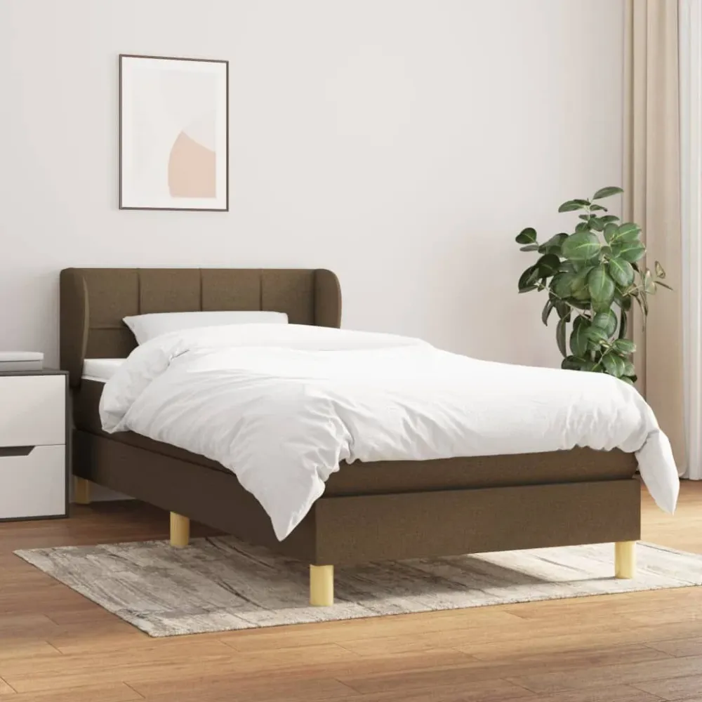 Cama com molasemcolchão 90x190 cm tecido castanho-escuro para Adultos até 120kg