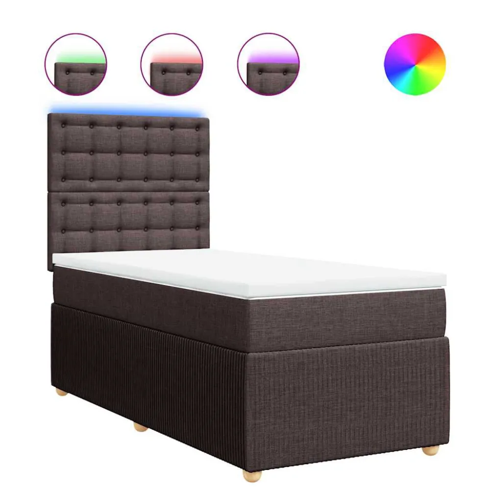 Cama com molasemcolchão 90x200 cm tecido castanho-escuro em Tecido Resistente