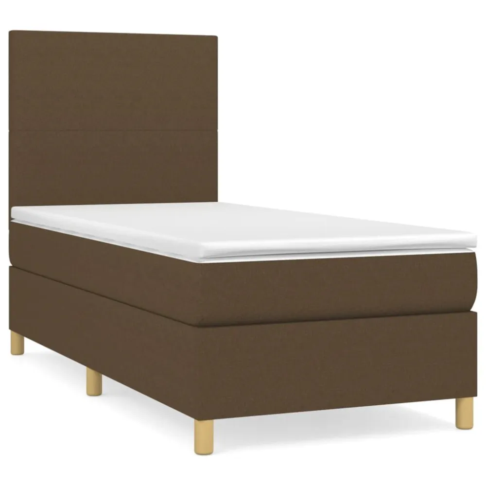 Cama com molasemcolchão 90x200 cm tecido castanho-escuro com Bomba Elétrica Inclusa