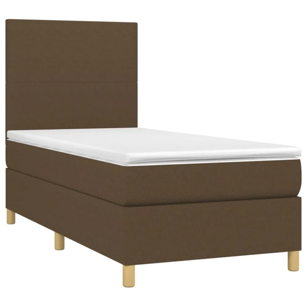 Cama com molasemcolchão 90x200 cm tecido castanho-escuro com Bomba Elétrica Inclusa
