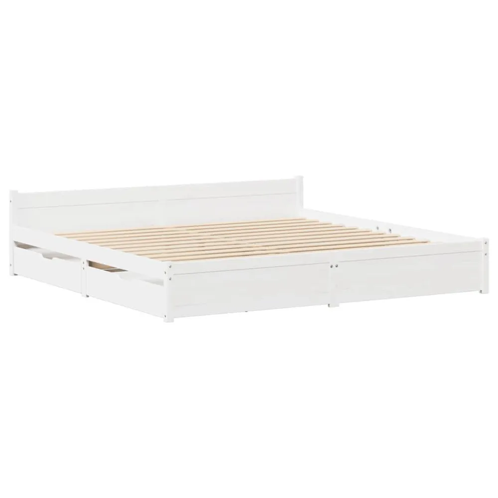 Cama sem colchão 135x190 cm madeira de pinho maciç branco para Visitas Inesperadas