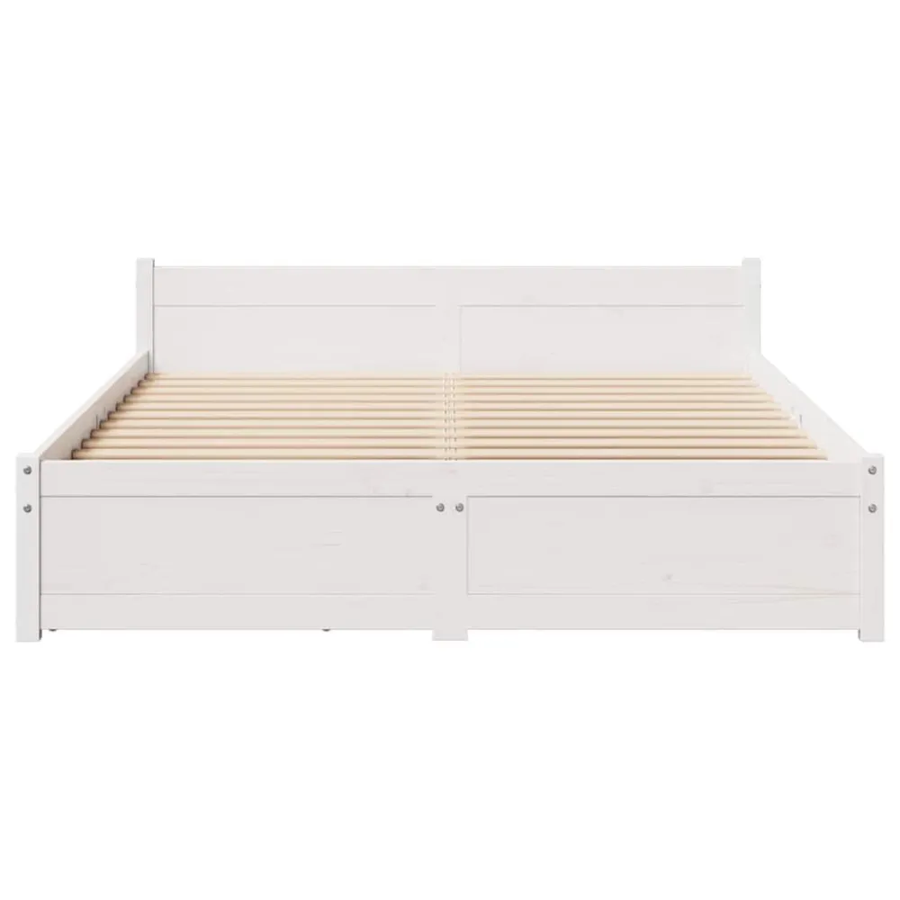 Cama sem colchão 135x190 cm madeira de pinho maciç branco para Visitas Inesperadas