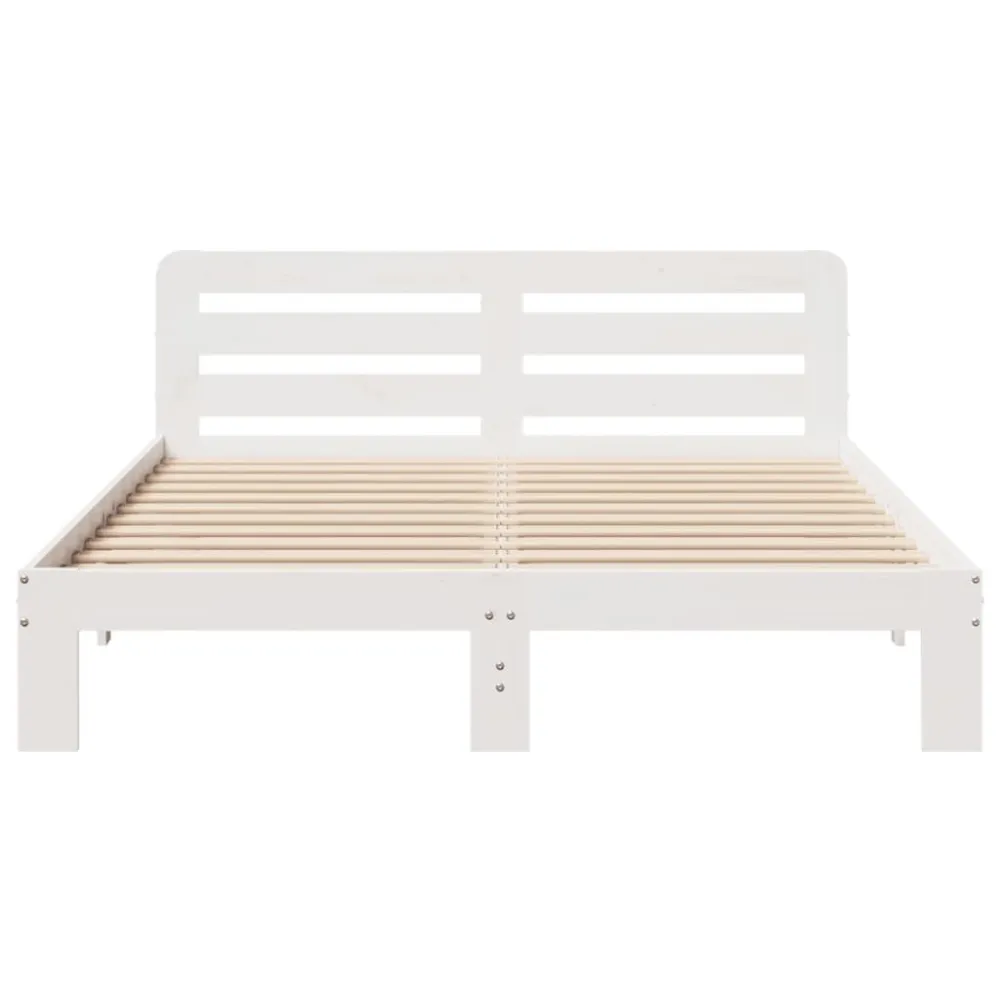 Cama sem colchão 135x190 cm madeira de pinho maciç branco | Inflação Rápida |
