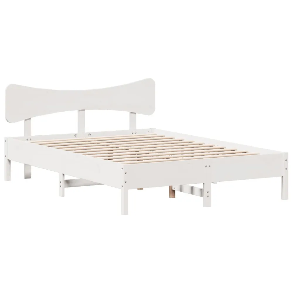 Cama sem colchão 135x190 cm madeira de pinho maciç branco em Tecido Resistente