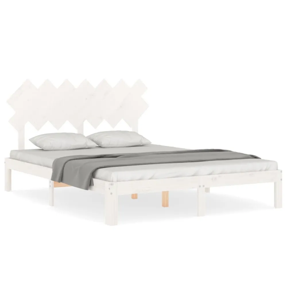 Cama sem colchão 140x190 cm madeira de pinho maciç branco para Festas do Pijama