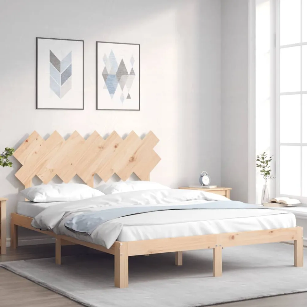 Cama sem colchão 140x200 cm madeira de pinho maciç para Uso Doméstico e Camping