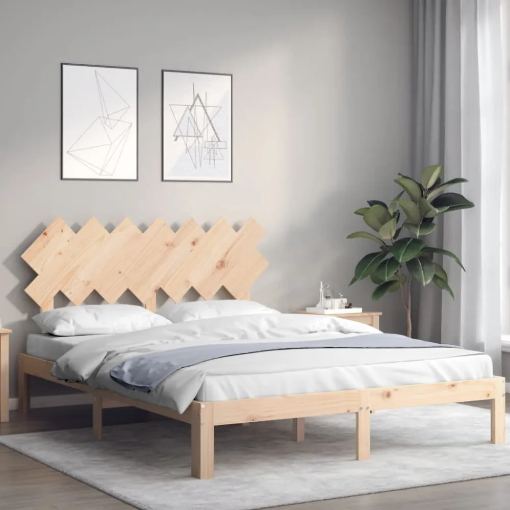 Cama sem colchão 140x200 cm madeira de pinho maciç para Uso Doméstico e Camping