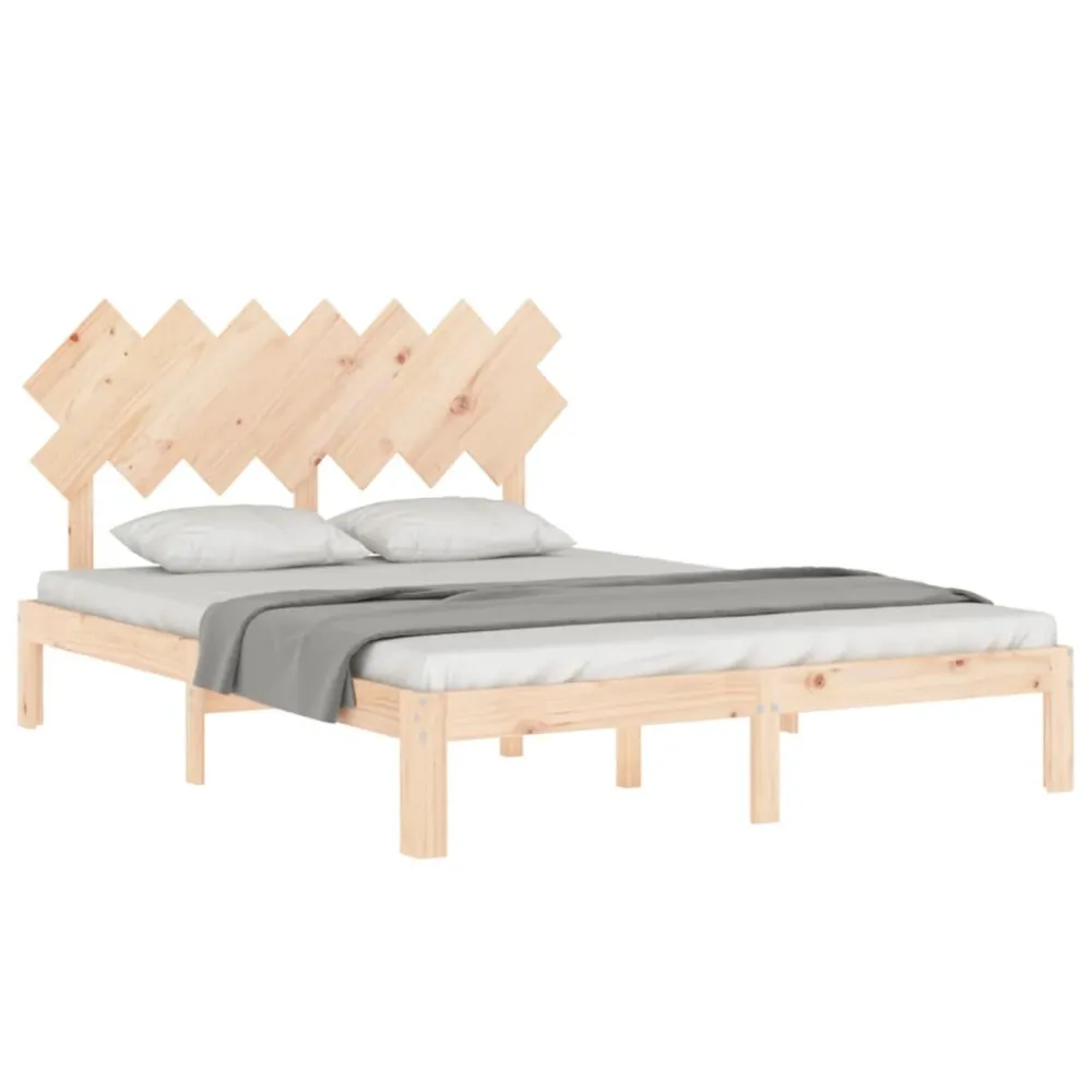 Cama sem colchão 140x200 cm madeira de pinho maciç para Uso Doméstico e Camping