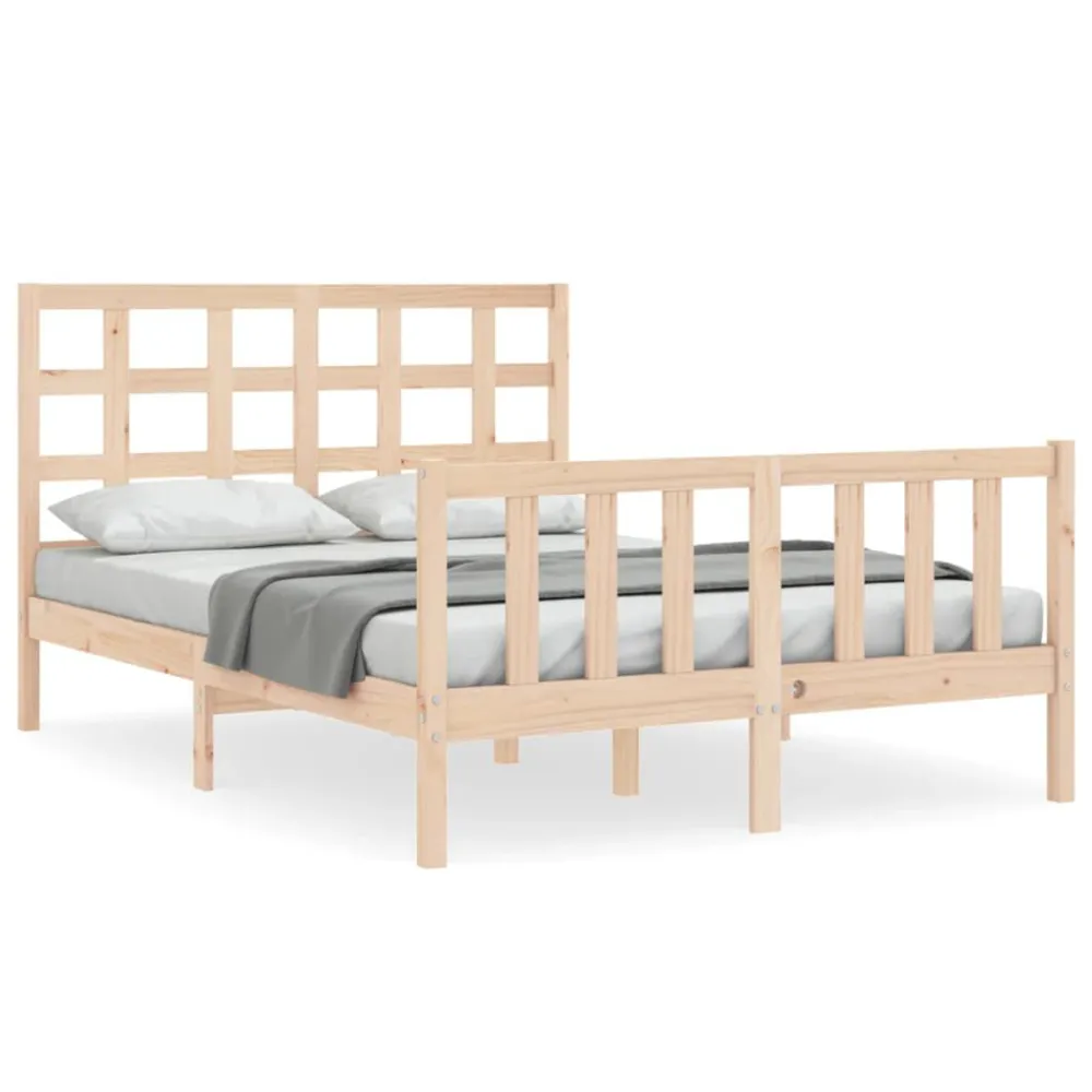 Cama sem colchão 140x200 cm madeira de pinho maciç para Adultos até 120kg