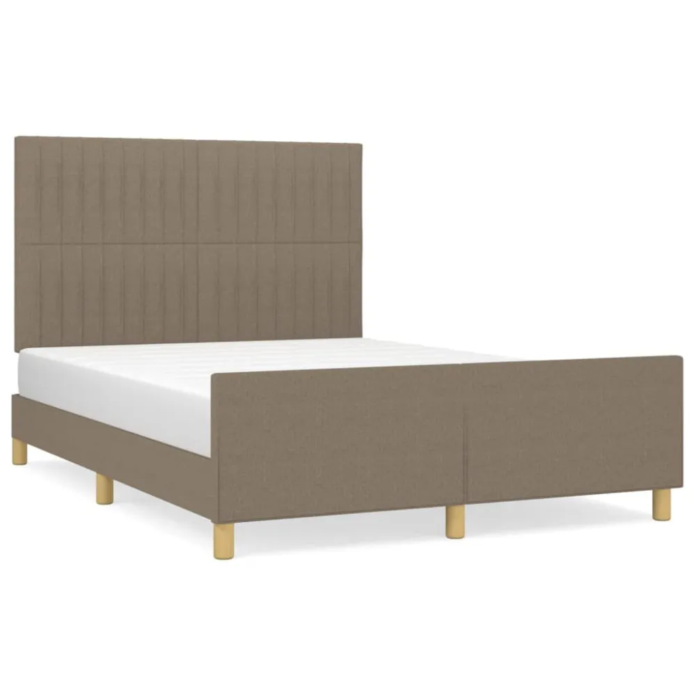 Cama sem colchão 140x200 cm tecido castanho-acinzentado com Bomba Elétrica Inclusa