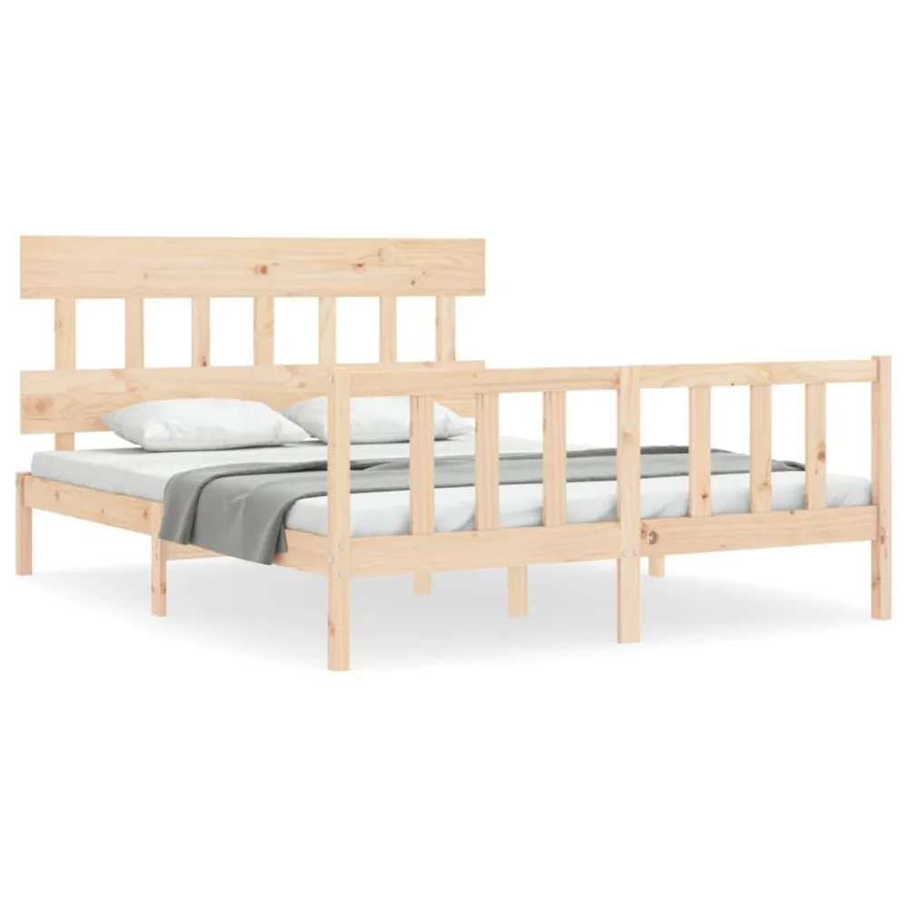 Cama sem colchão 160x200 cm madeira de pinho maciç | Inflação Rápida |