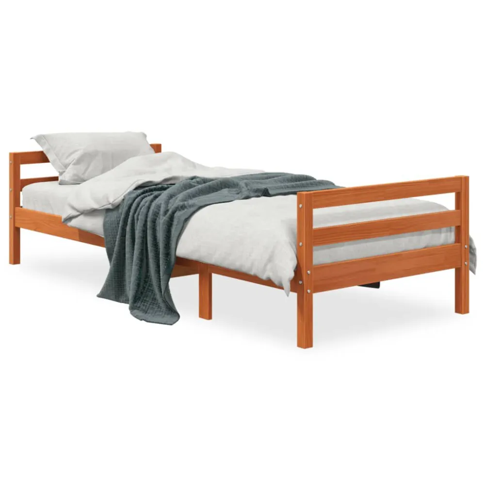 Cama sem colchão 90x190 cm madeira de pinho maciç castanho-mel para Adultos até 120kg