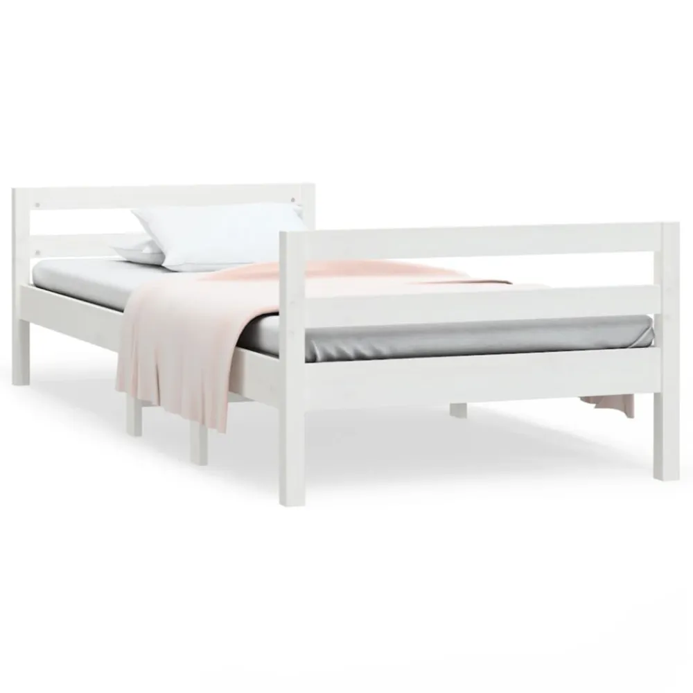 Cama sem colchão 90x190 cm madeira de pinho maciç branco para Adultos até 120kg