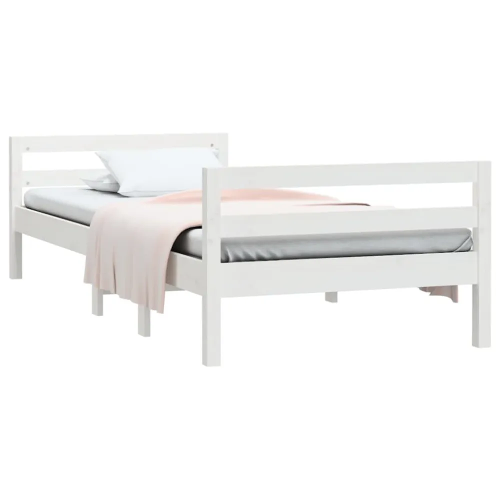 Cama sem colchão 90x190 cm madeira de pinho maciç branco para Adultos até 120kg