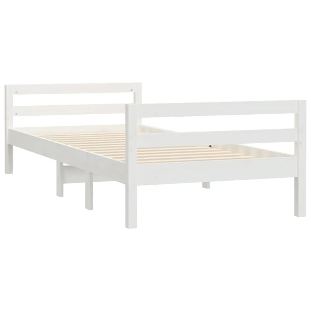 Cama sem colchão 90x190 cm madeira de pinho maciç branco para Adultos até 120kg