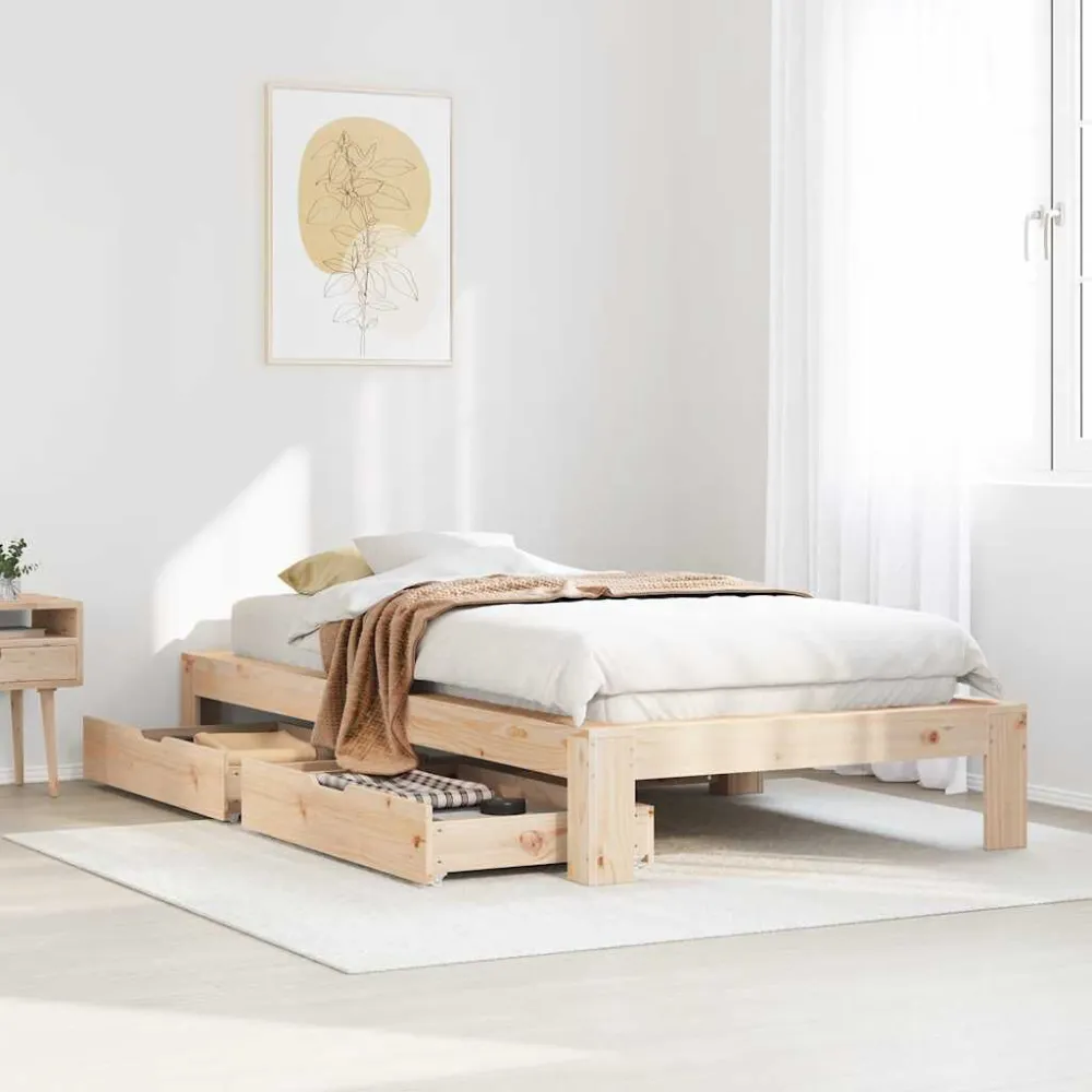 Cama sem colchão 90x190 cm madeira de pinho maciç para Adultos até 120kg