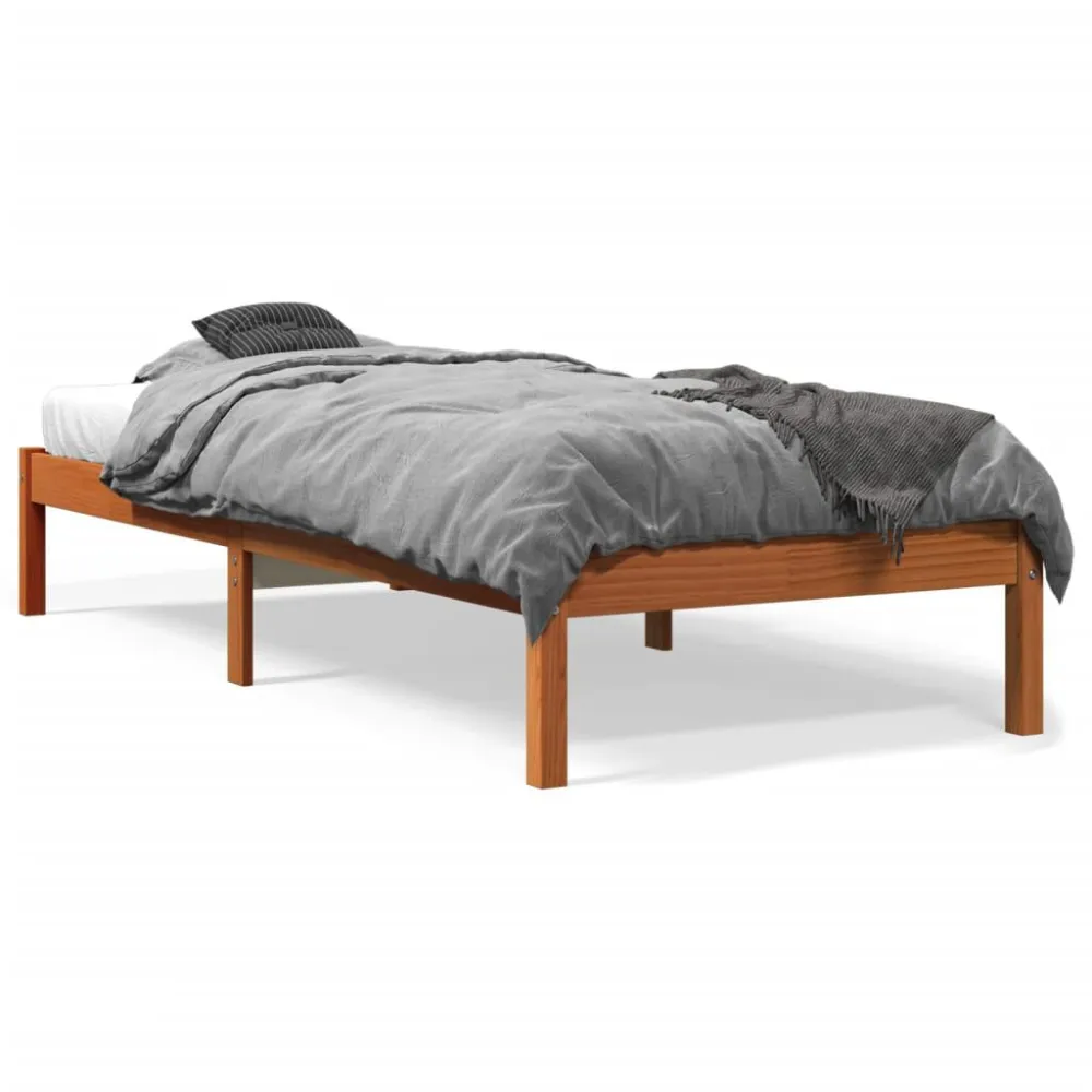Cama sem colchão 90x190 cm madeira de pinho maciç castanho-mel (Com Capa Removível)