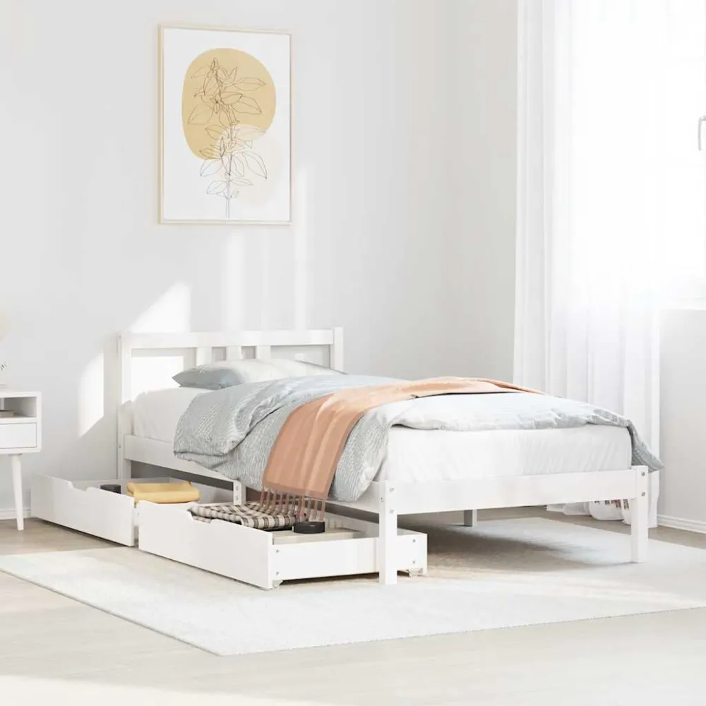 Cama sem colchão 90x200 cm madeira de pinho maciç branco para Festas do Pijama