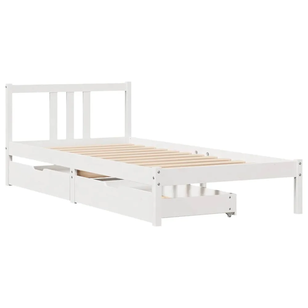 Cama sem colchão 90x200 cm madeira de pinho maciç branco para Festas do Pijama