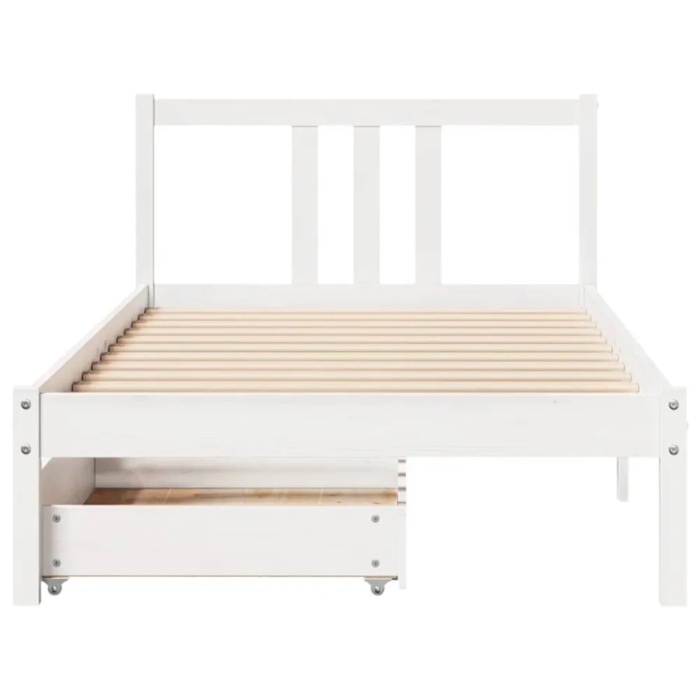 Cama sem colchão 90x200 cm madeira de pinho maciç branco para Festas do Pijama