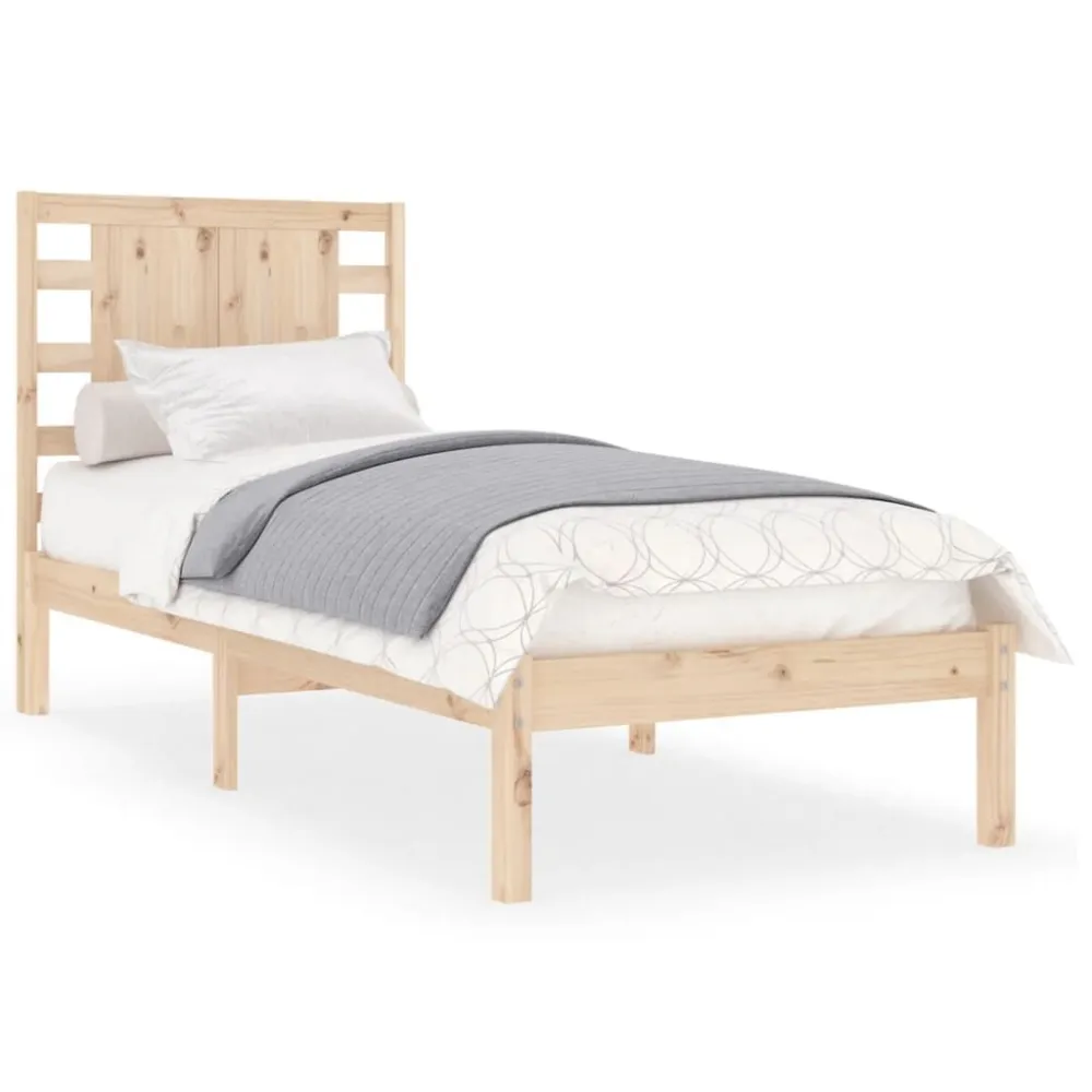 Cama sem colchão 90x200 cm madeira de pinho maciç com Camada de Flocado