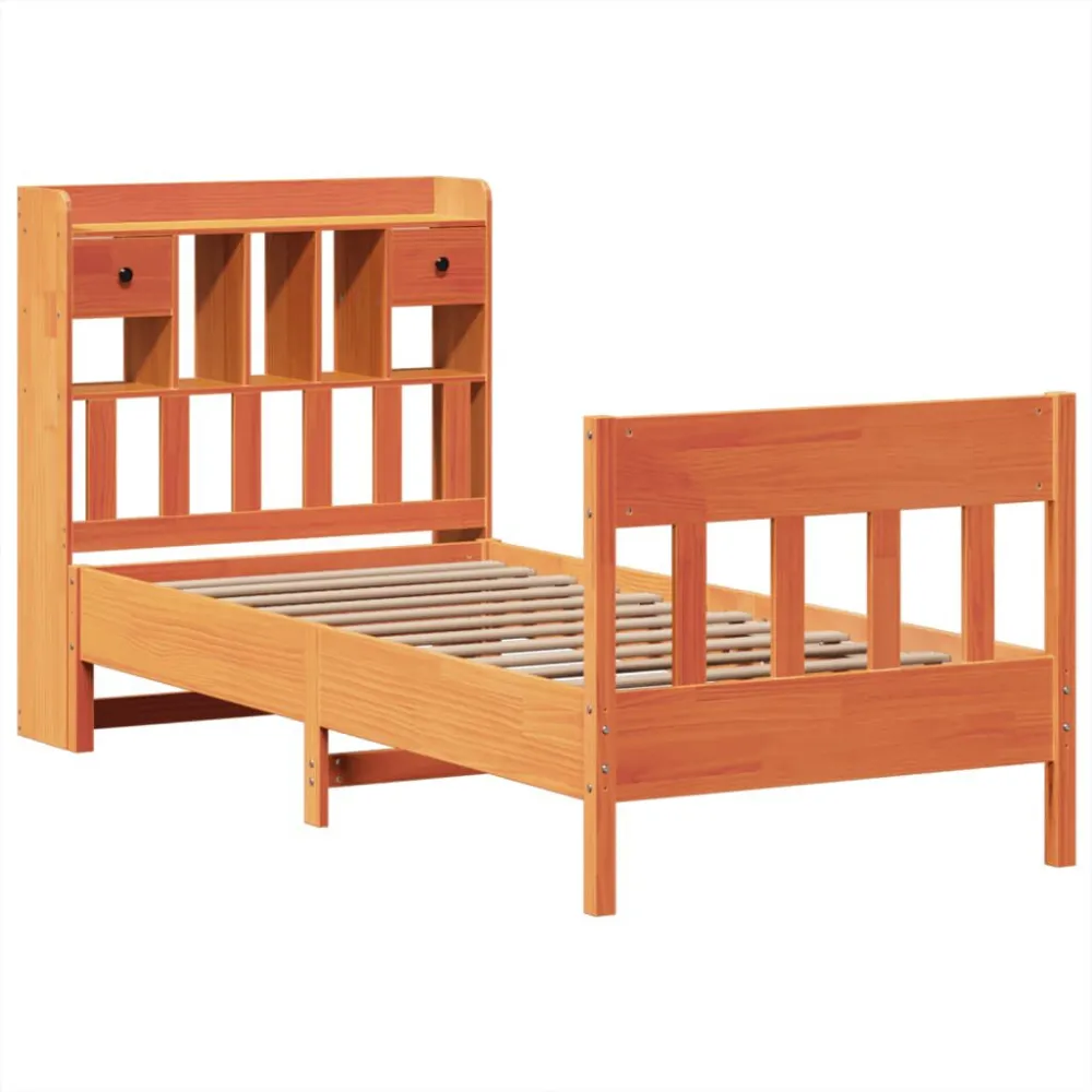 Cama sem colchão 90x200 cm pinho maciço castanho-mel para Adultos até 120kg