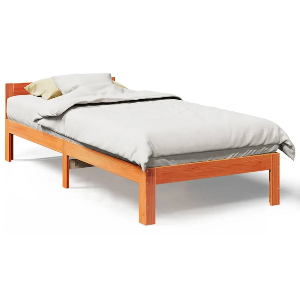 Cama sem colchão 90x200 cm pinho maciço castanho-mel em Tecido Resistente
