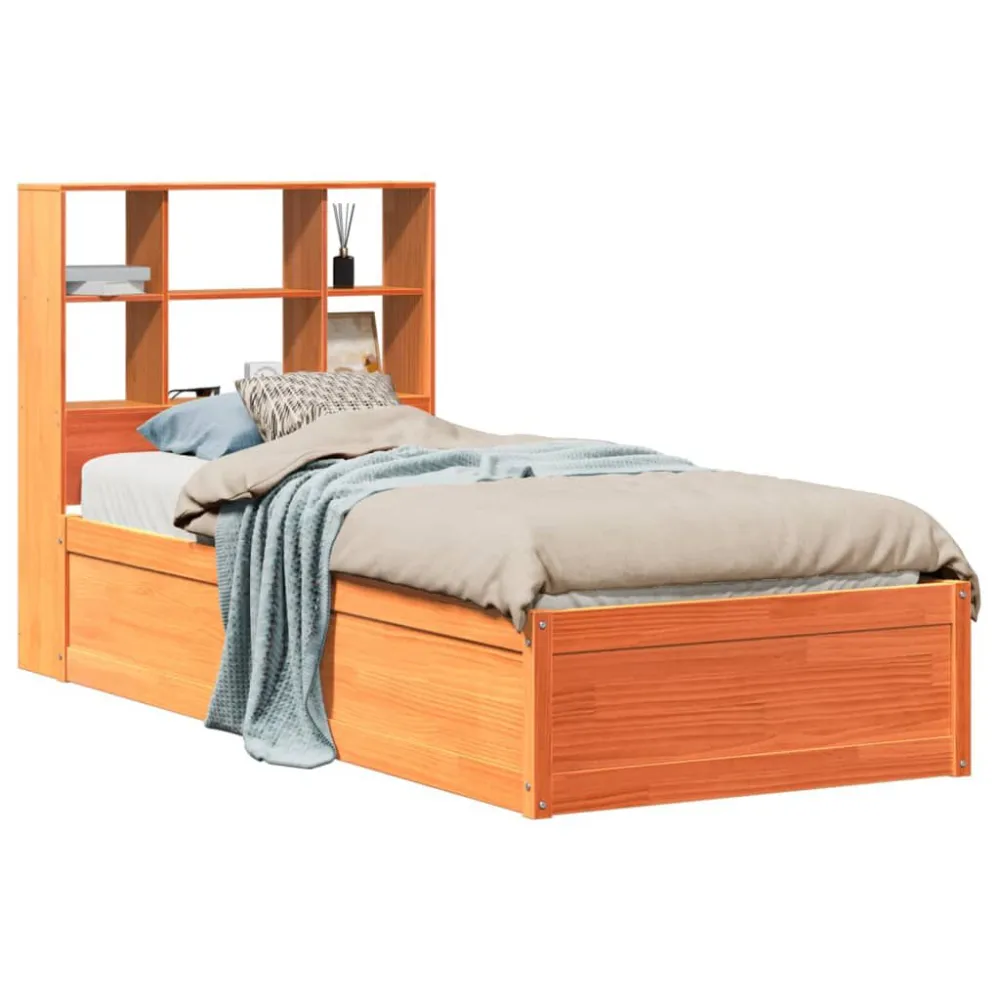 Cama sem colchão 90x200 cm pinho maciço castanho-mel para Adultos até 120kg
