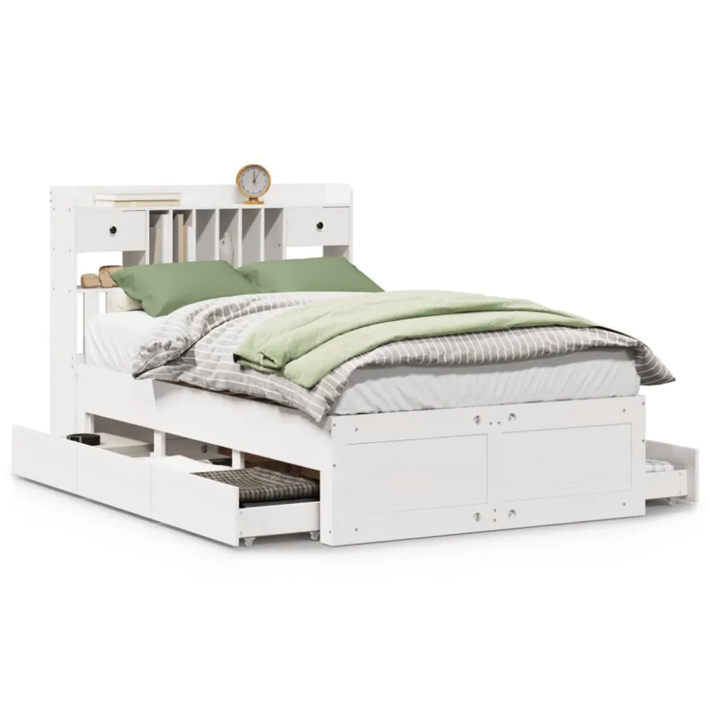 Certificado Anti-Alérgico Cama com estante sem colchão 135x190 cm pinho maciço branco