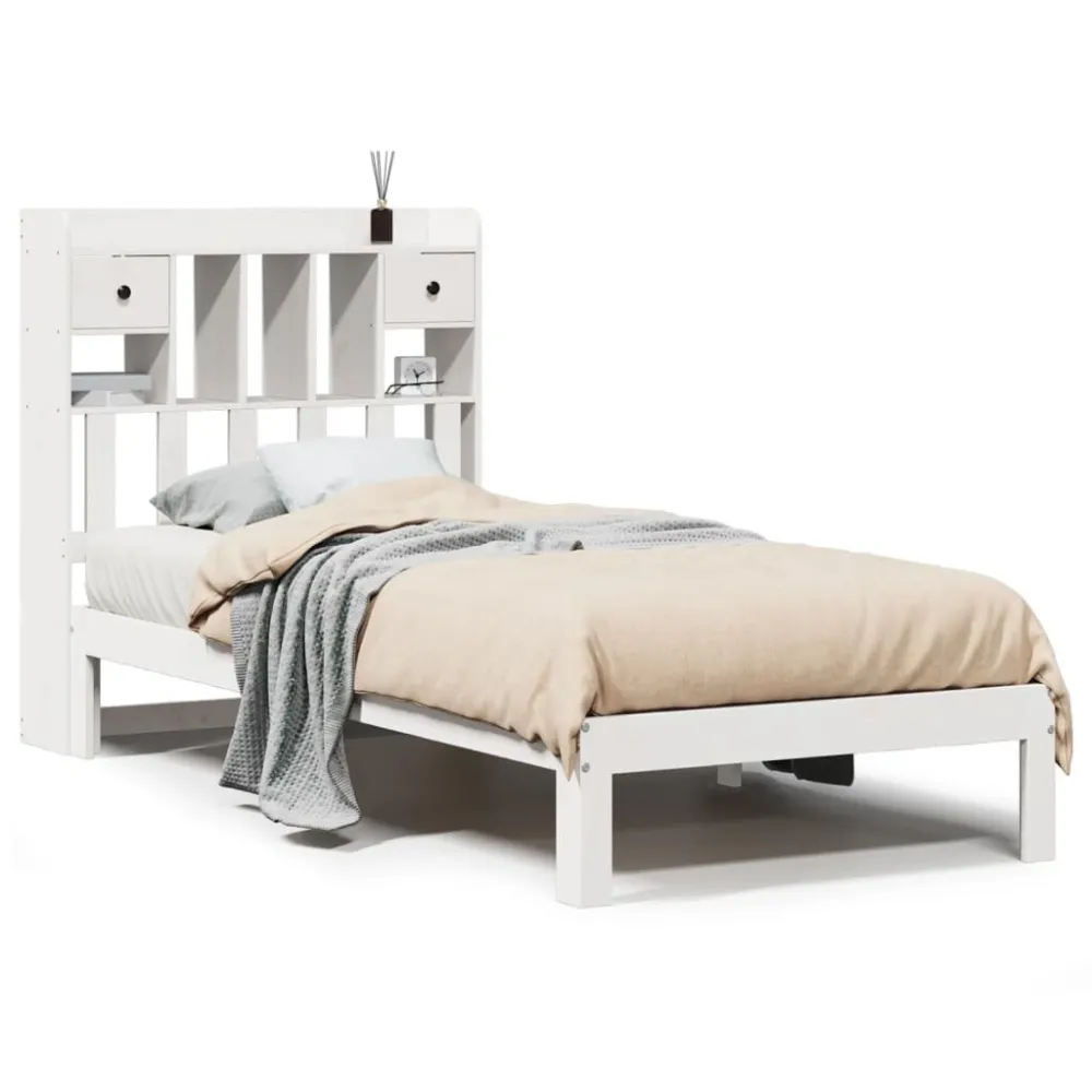 Certificado Anti-Alérgico Cama com estante sem colchão 90x200 cm pinho maciço branco
