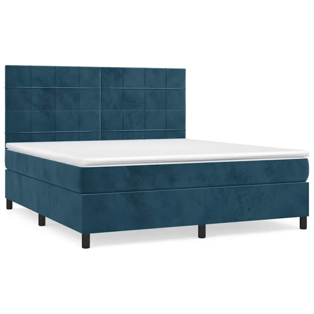 Certificado Anti-Alérgico Cama com molasemcolchão 160x200 cm veludo azul-escuro