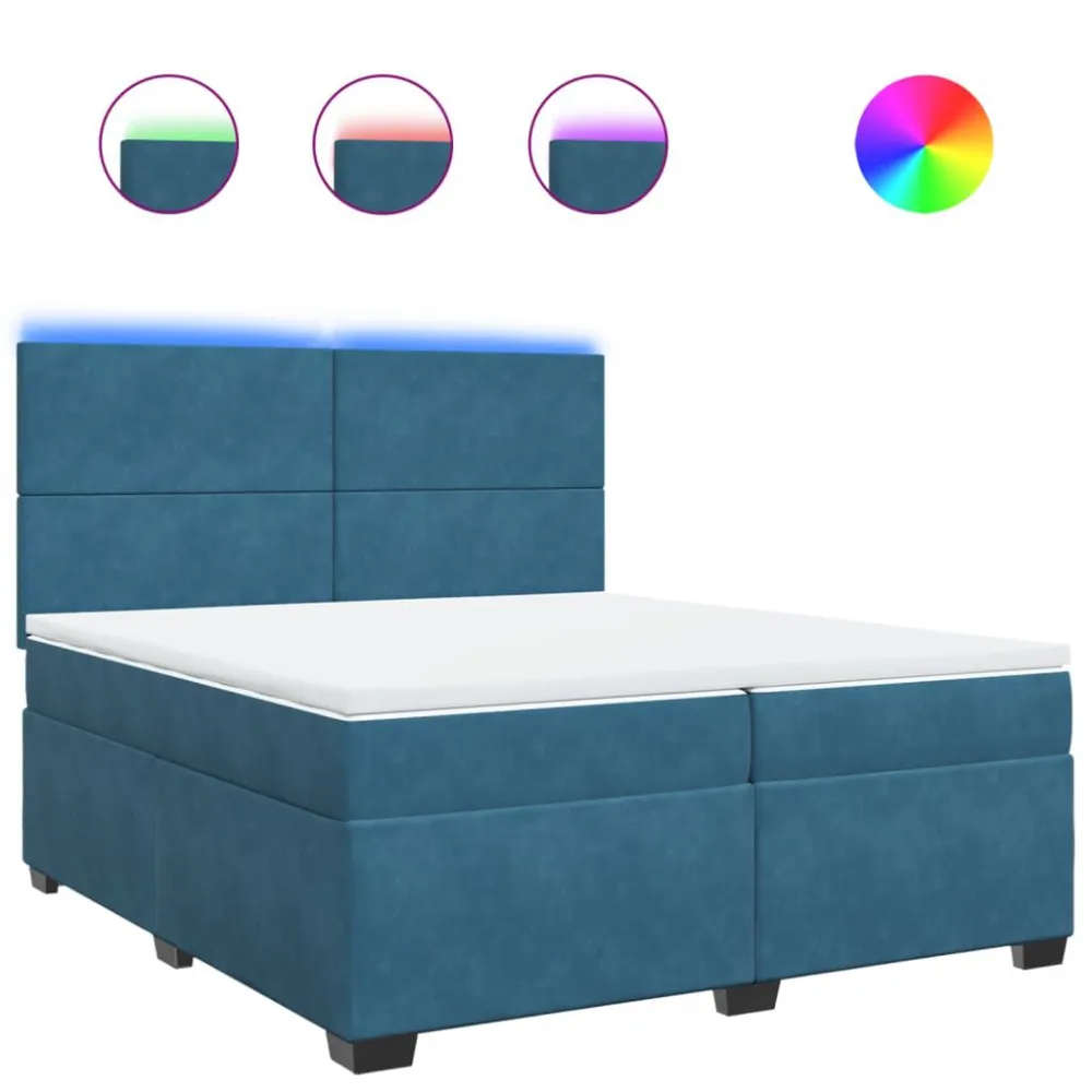 Certificado Anti-Alérgico Cama com molasemcolchão 200x200 cm veludo azul