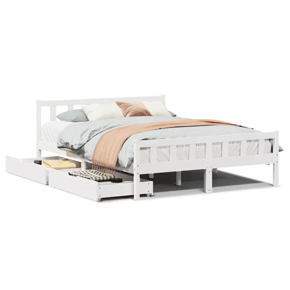 Certificado Anti-Alérgico Cama sem colchão 135x190 cm madeira de pinho maciç branco