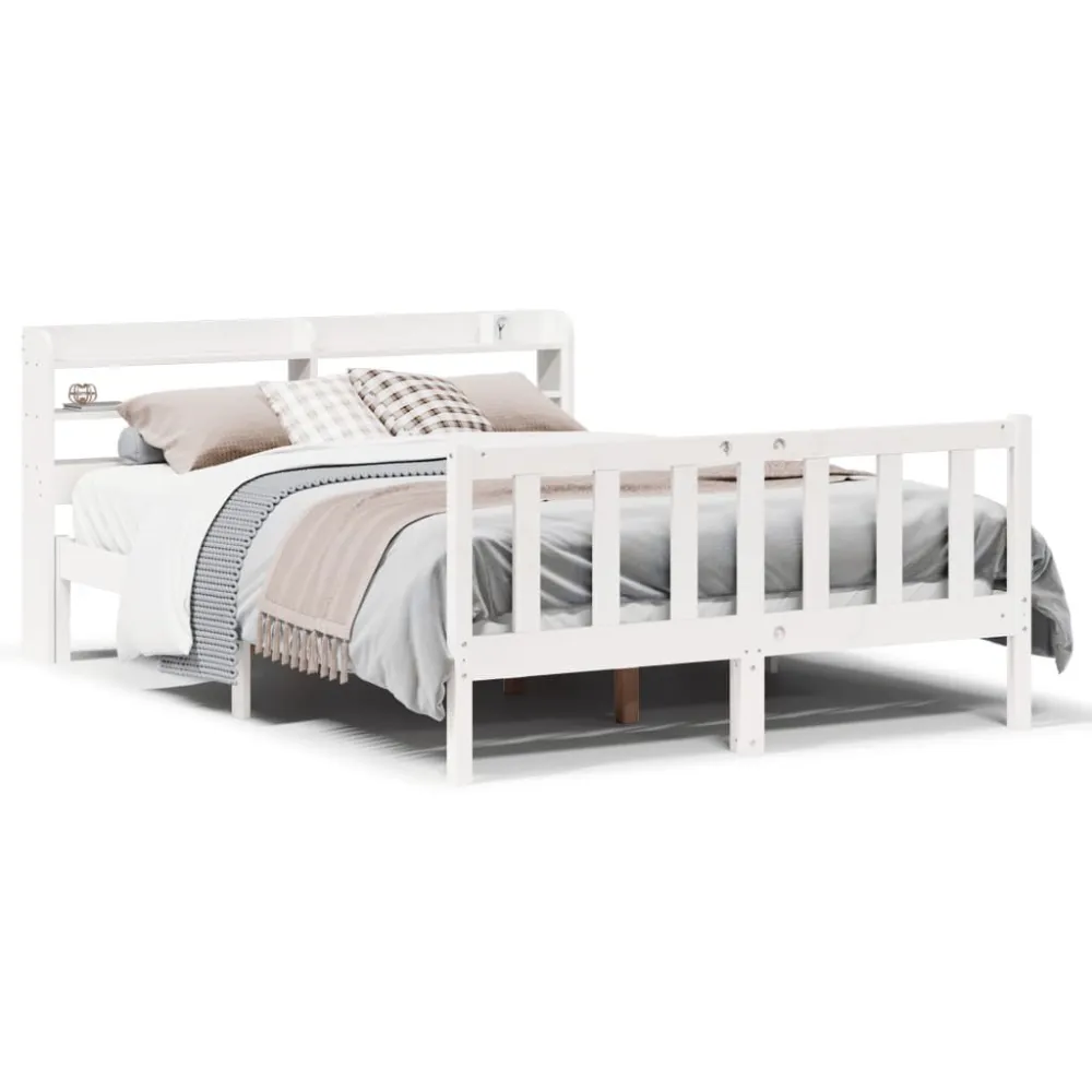 Certificado Anti-Alérgico Cama sem colchão 135x190 cm madeira de pinho maciç branco
