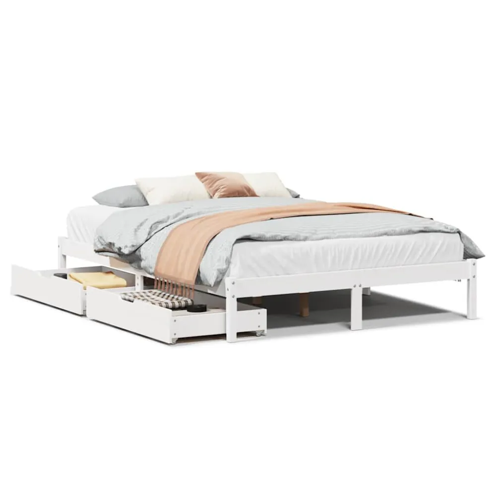 Certificado Anti-Alérgico Cama sem colchão 140x190 cm madeira de pinho maciç branco